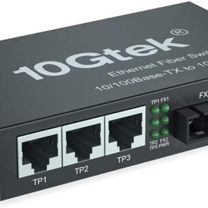 5-Port Fast Ethernet Desktop Fiber Switch, 2 Ports Dual SC Fiber, 20 km